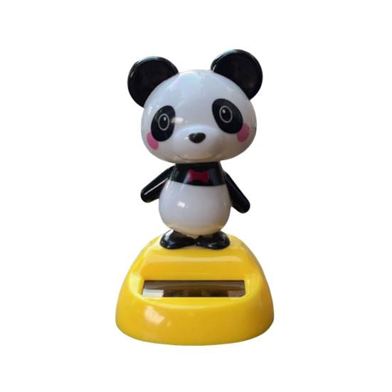 Car Ornament Solar-Powered Panda Dashboard Nodding Toy Car Interior Decoration with Swing Head Cute Car Dashboard Accessory Fun Gift for Car Lovers