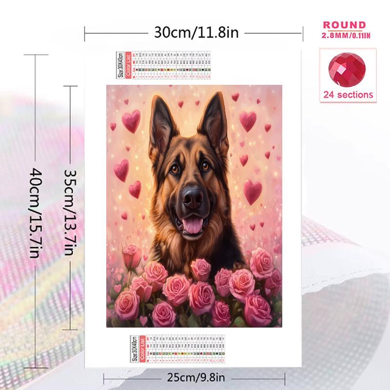 Pink German Shepherd Pattern 3pcs 100% Round Full Drill 5D DIY Diamond Painting Embroidery Cross Stitch Rhinestone Décor