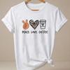 Peace Love Coffee TShirt Unisex Leopard Heart Graphic Tee Trendy Soft Breahable Short Sleeve T Shirt Casual Top Clothes