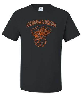 Shovelhead Orange Engine T-Shirt Biker