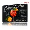 Vintage plechová cedule Recept na Aperol Spritz Kovové nástěnné umění Dekorace do kuchyně a baru
