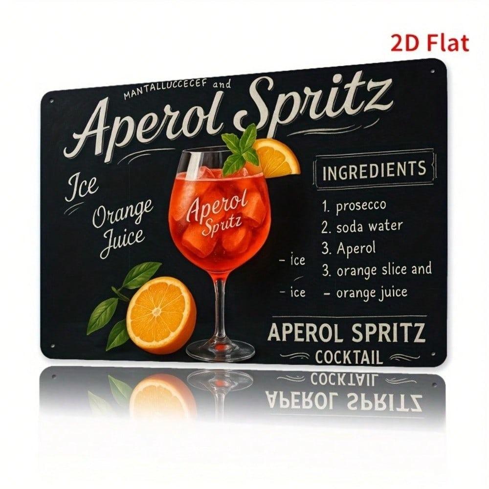 Vintage plechová cedule Recept na Aperol Spritz Kovové nástěnné umění Dekorace do kuchyně a baru