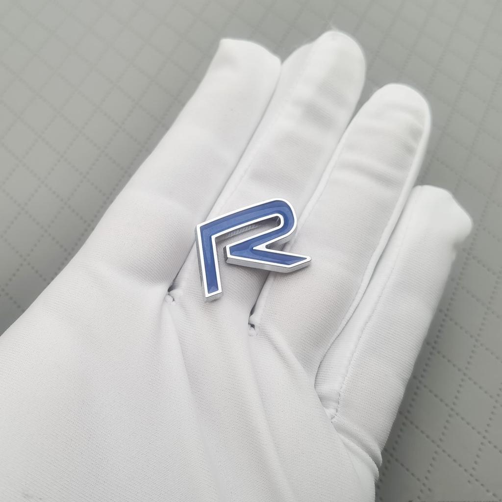 1Pc 3D Metal R Logo Car Dashboard Center Console Panel Decoration Badge, Car Steering Wheel Emblem Decal, Car Rear Trunk/Car Body Badge Sticker
