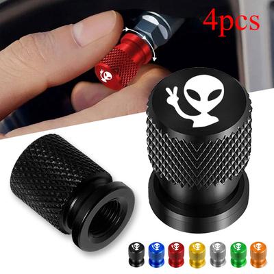 4pcs Alien Car Wheel Tire Valve Caps Stem Air Cover for Car Truck Motorcycle - Automotive Styling Accessory