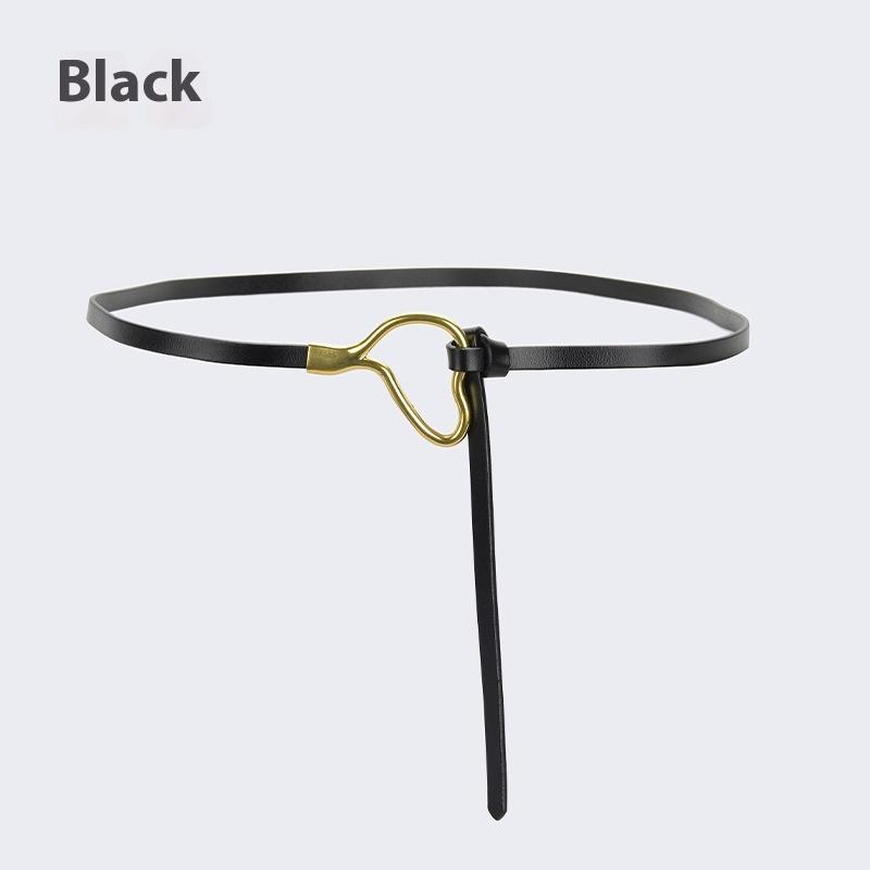 Curea de piele pentru femei cu decorațiune înnodată cu cămașă de rochie, simplă și versatilă, piele de vacă pură, curea subțire