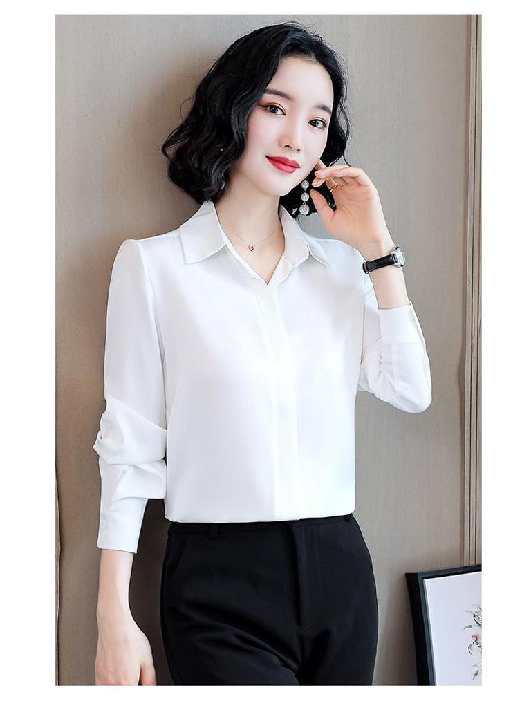 Women's Long-Sleeve Silky Satin Acetate Shirt - Early Autumn Trendy Design
