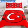 3PCS Turkish Football Emblem Bedding Set 2D Printing (Includes 1 Duvet Cover + 2 Pillowcases Coreless), Bedroom decor,Fan gift