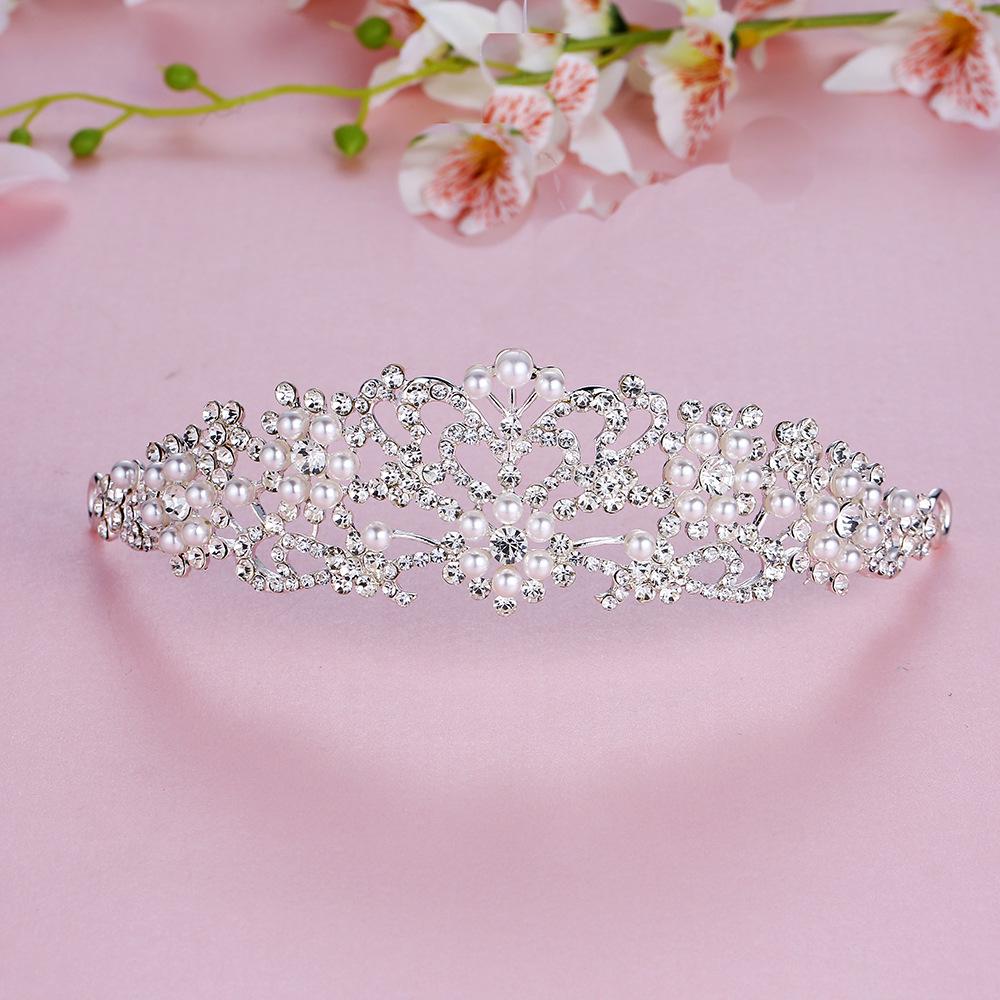 Bridal Alloy Rhinestone Pearl Crown & Headdress Wedding Jewelry