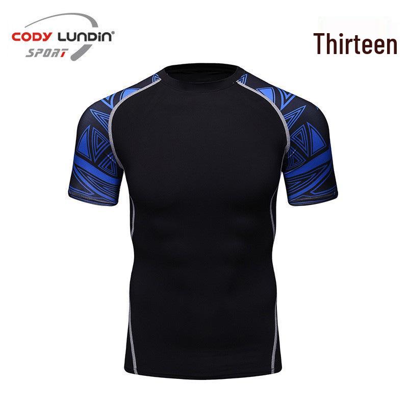 

Мужская футболка с широкими плечами и круглым вырезом, спортивный базовый слой, облегающая футболка A038 L