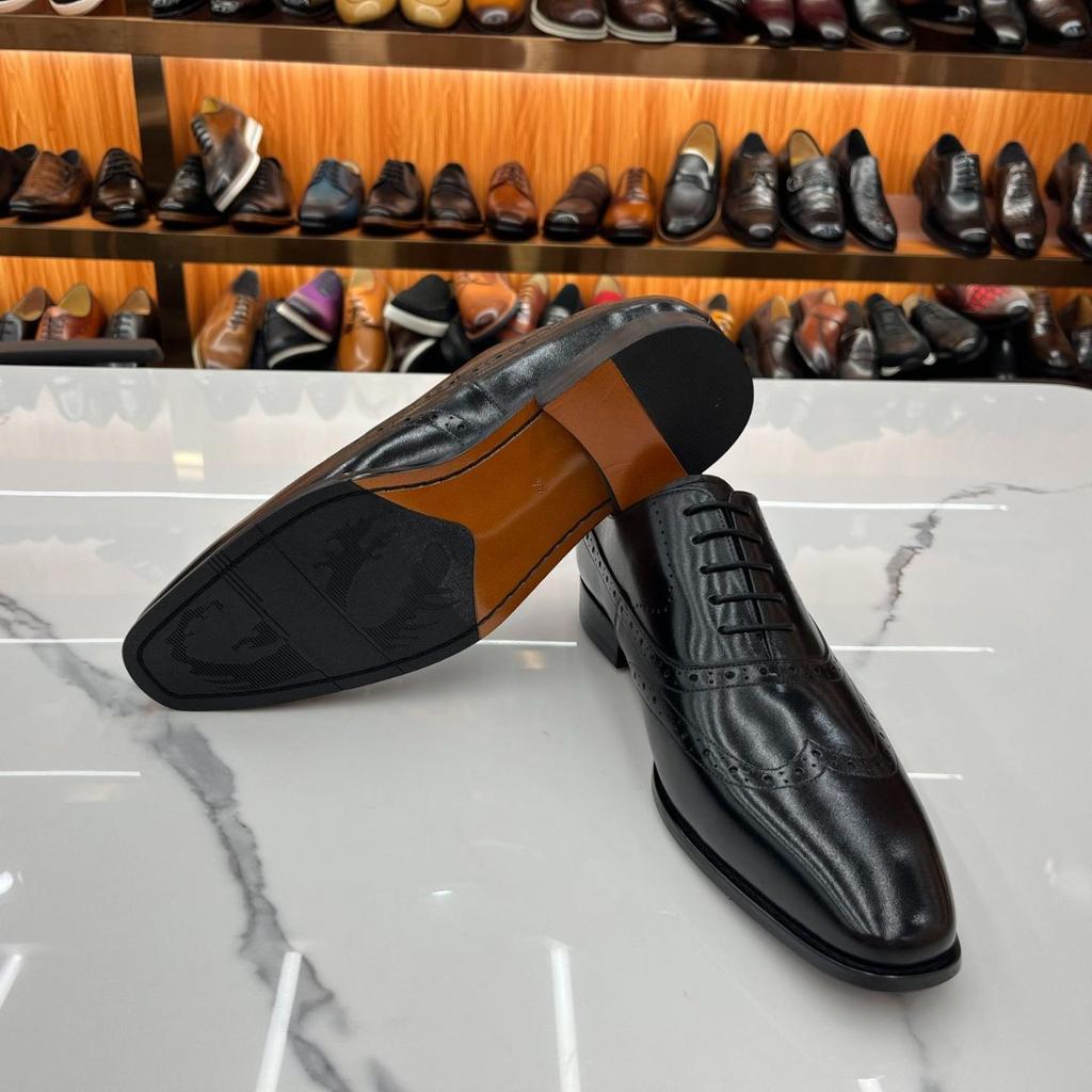 European And American Summer New Men'S Fashion Dress Business Casual Leather Shoes British Retro Flat Head Leather Shoes Men'S Shoes