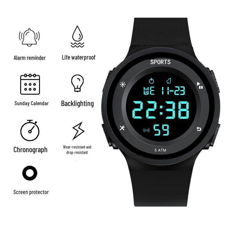 Youth Waterproof Luminous Sport Watch - Trendy and Multifunctional for Students and Teens