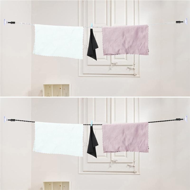 2pcs 2.8M Travel Clotheslines Business Outdoor Camping Drying Tools Non-Slip Clothes Line with Hooks Suction Cup Elastic