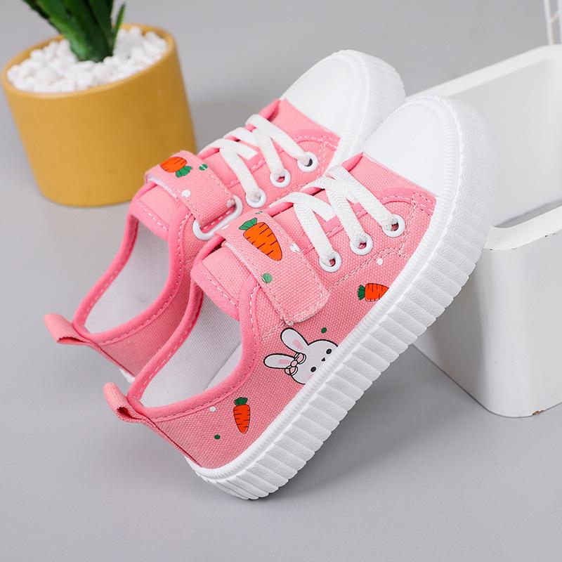 

Обувь для девочек парусиновая обувь весенне-осенняя одинарная обувь 2025 новая женская студенческая корейская версия тканевая обувь детская повседневная обувь мягкая подошва 37 розовый