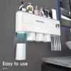 2025+ A Wall-Mounted Toothbrush Holder with 4 Cups, A Large Tray, and 1 Makeup Drawers.