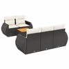 Vidaxl 6-Cz. Gartenmöbel-Set mit Kissen, Schwarzer Polyrattan