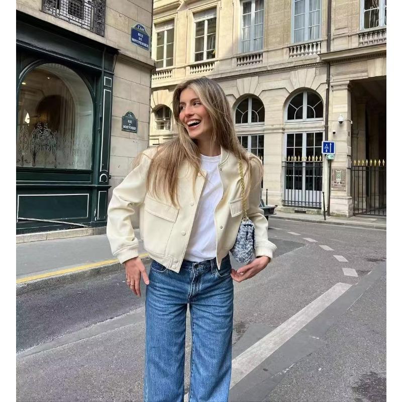 Spring and Autumn New Style Stand-up Collar Big Pocket Women's Jacket, Fashionable and Simple Commuter All-match Jacket