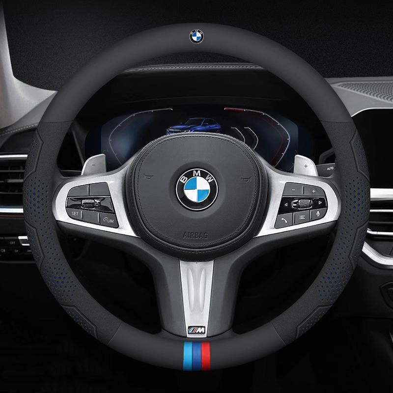 BMW E39 E46 E60 E70 E87 E90 F10 F15 F20 F25 F30 G05 G20 G30 X1 X3 X4 X5 X7 M2 M3 Car Carbon Fiber Leather Steering Wheel Cover Hkvr74