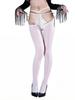 Bandage Waist Hollow Out Pantyhose Women'S Lace Cross Crotch Tights Oil Shiny Glossy Sheer Woman Stocking Lingerie