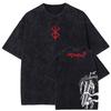 T-shirt Grafica Manga Berserk Guts per Uomo Donna Abbigliamento T-shirt in Cotone Lavato Oversize Estiva Manica Corta Magliette Casual Top
