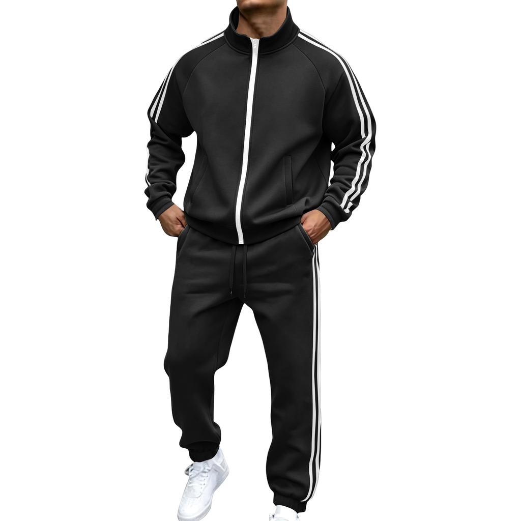 Heren Kleurrijke Sportieve Jas en Broek 2-Delige Set voor Hardlopen, Sportschool, Training, Vrijetijdskleding