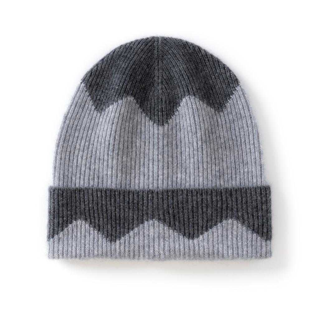 New 100% Cashmere Beanie Hat Women High Quality Warm Winter Knit Hat Fashion Wave Knit Solid Casual Cap