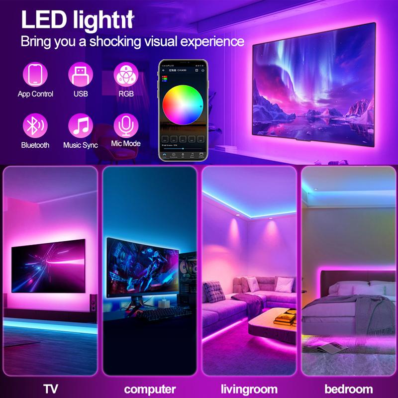 TUYA WIFI LED Strip Lights RGB 5V USB Led Light Bluetooth Music SYNC TV Background Lighting Tape for Alexa Game Room Home Decor