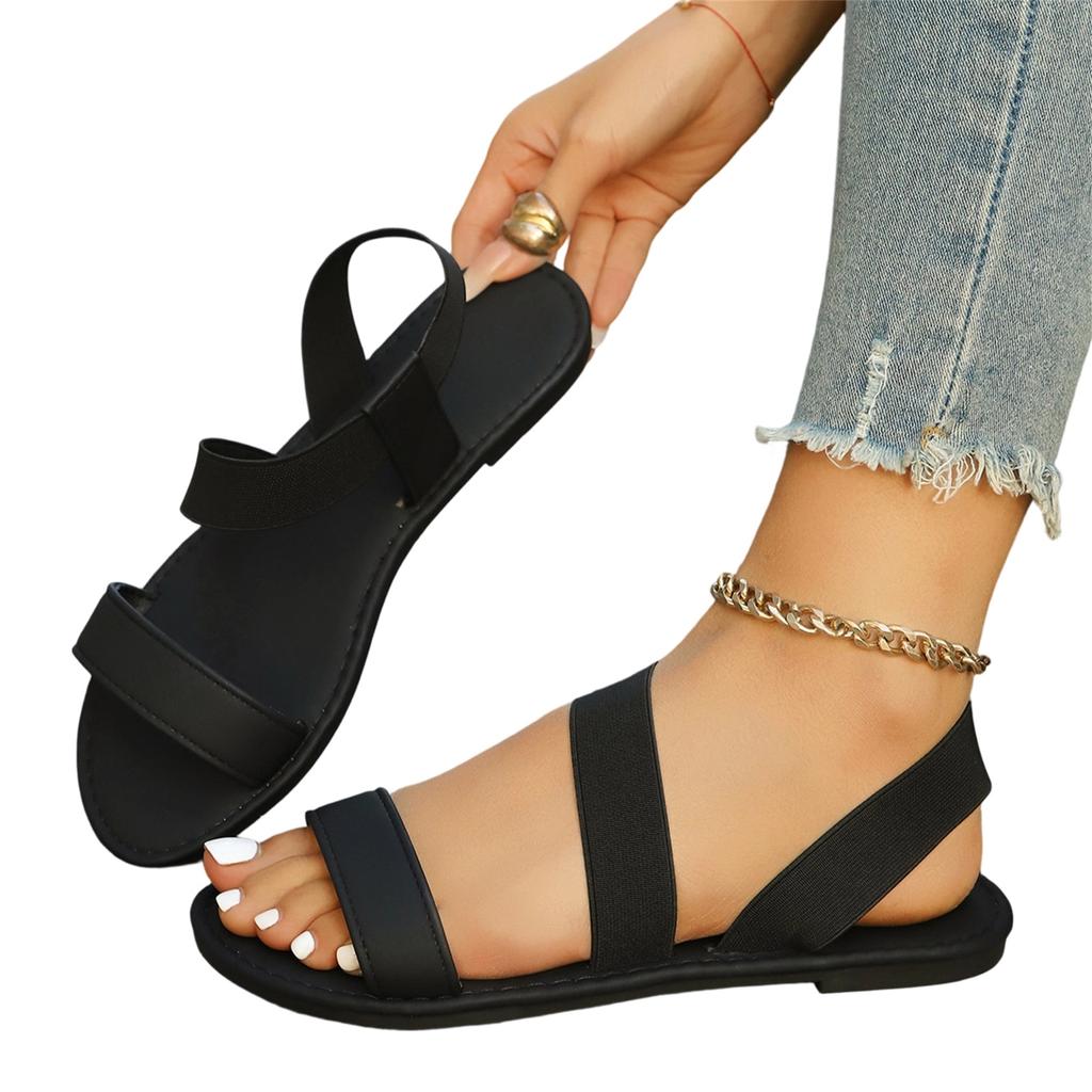 Women's Fashion Plus Size Flat Sandals with Wide Straps Open Toe Casual Summer Footwear for Everyday Wear and Outdoor Activities
