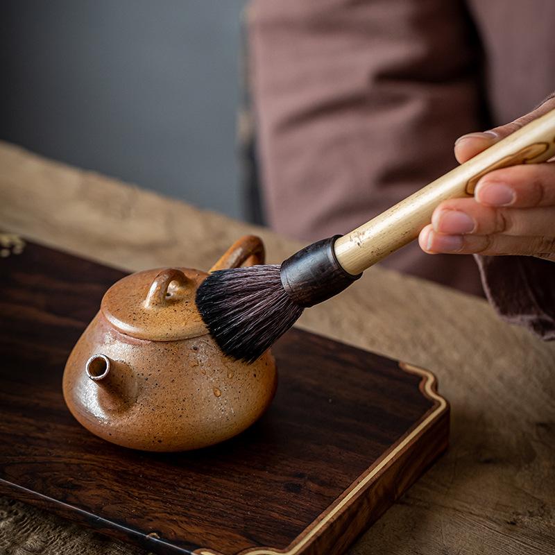 Vintage Handgefertigte Tee-Reinigungsbürste im Chinesischen Stil Leicht zu Reinigende Teegeschirr-Reinigungsbürste Langer Griff Tragbare Kung-Fu-Tee-Bürste