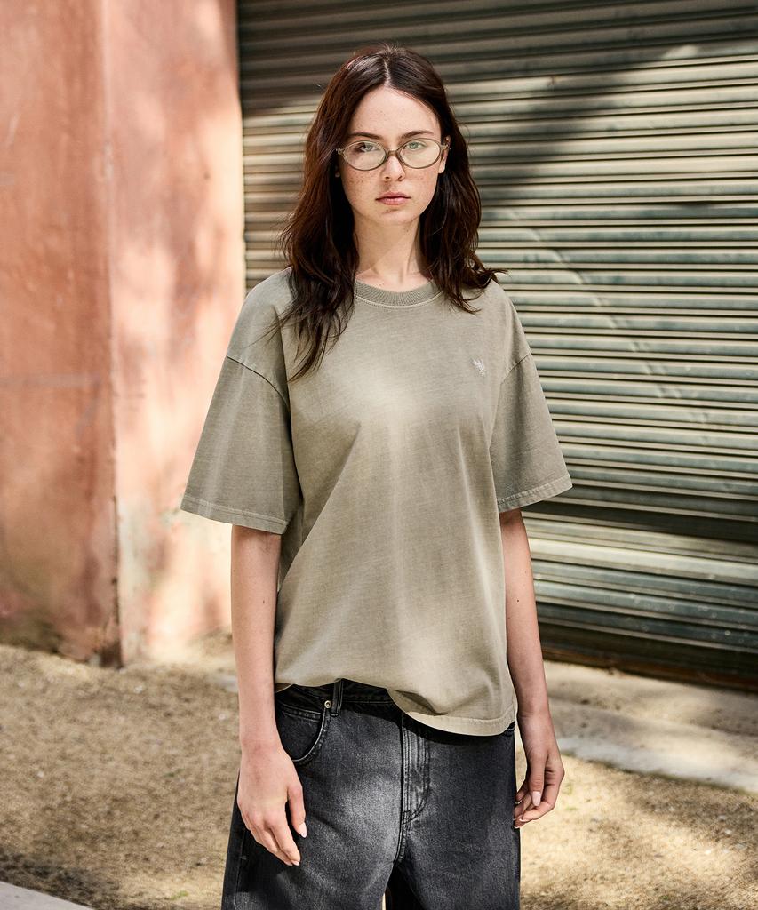 Peullukeu Slam Logo Pigment Short Sleeve T-Shirt Brown Fst749