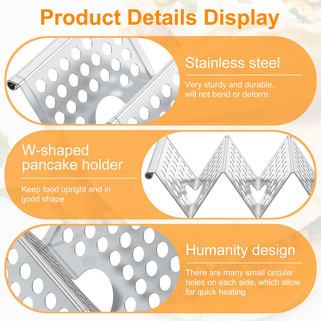 4Pcs Taco Holder Stainless Steel Taco Holder Stand Taco Rack Holds Up To 3 Tacos Grill Oven and Dishwasher Safe Taco Stand