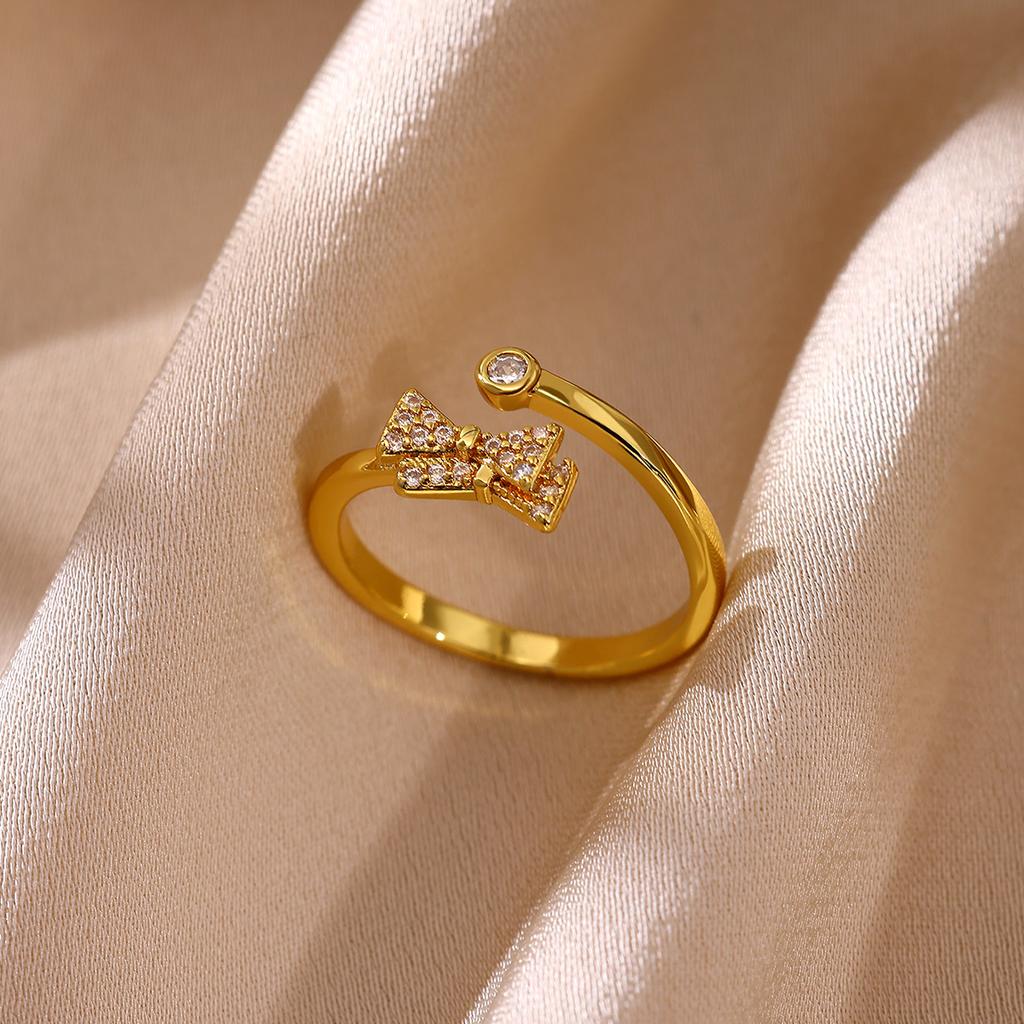 Vintage Gold Color 2026 Rings For Women Symmetric Geometry Anillos Cute Heart Butterfly Bow Ring Punk Jewelry Gifts Waterproof