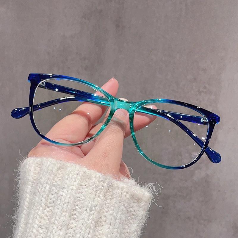 Trendy Cat Eye Gradient Blue Light Blocking Glasses Ultralight Optical Eyewear for Women Men