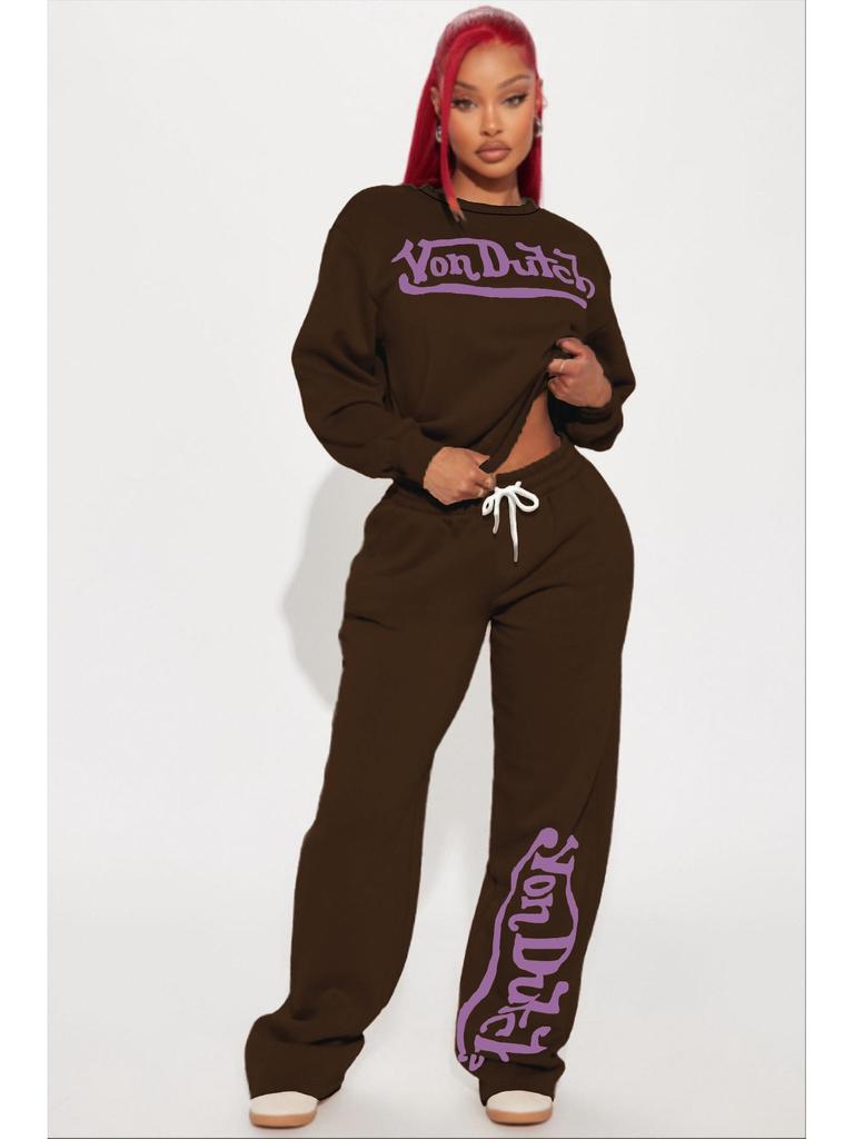 Dámská sada s potiskem Von Dutch: Volné, ležérní a módní Streetwear pro pohodlné každodenní nošení.