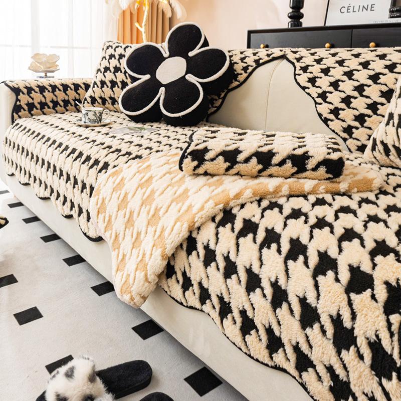 Sofa Cushion Four Seasons Universal Leather Sofa Cover Winter Thickened Fleece Autumn and Winter Cover Towel
