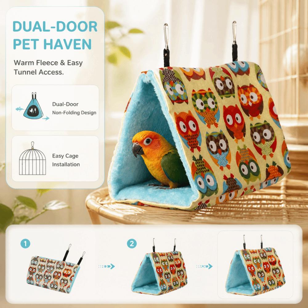Cozy Plush Fabric Plush Bird Hut Soft Hammock Material Bird Cage Hut Tent For Budgies