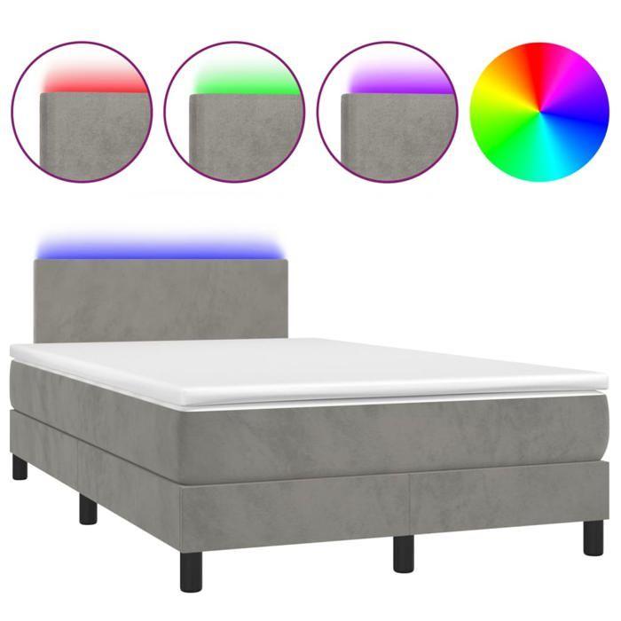 VidaXL Slatted Bed Base with Mattress and LED, Upholstered Bed, Double Bed, Adult Bed for Interior Bedroom, 3134273
