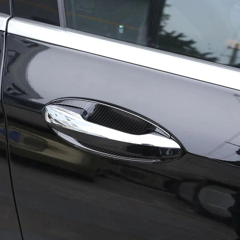 For Mercedes Benz E Class W213 2016-2022 ABS Matt blackBright/carbon Fiber Car Door Bowl Cover Trim Sticker Car Accessories