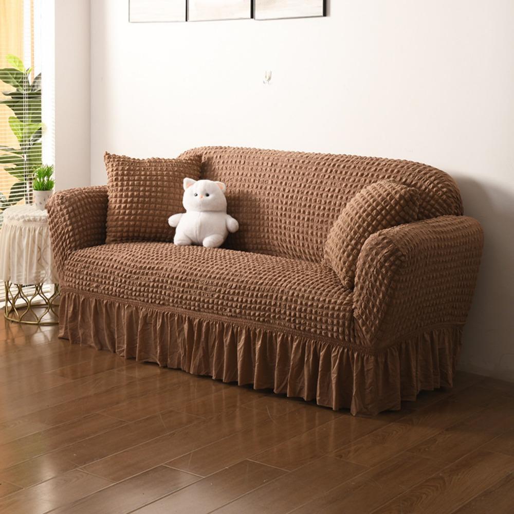 Thick Elastic Bubble Gauze Lace Couch Cover Slipcouch Non Slip Full Coverage Sofa Cover