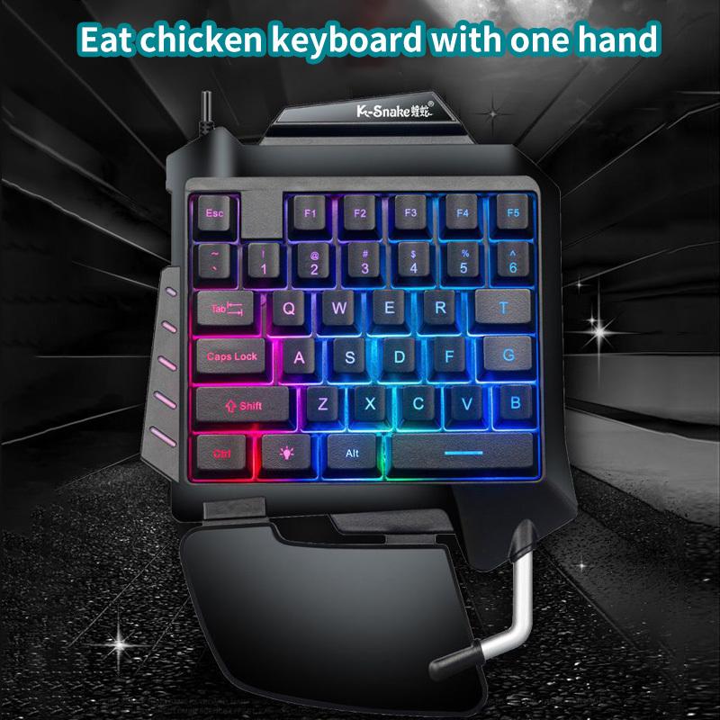 Einhand-Tastatur Ergonomische Robotische LED-Hintergrundbeleuchtung Kabelgebundene Gaming-Tastatur