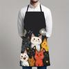 Cute Cat Lover's Apron,Black with Colorful Kitten&‘Wow' Print - Durable Polyester Kitchen Apron for Cooking,Baking, Gift for Her