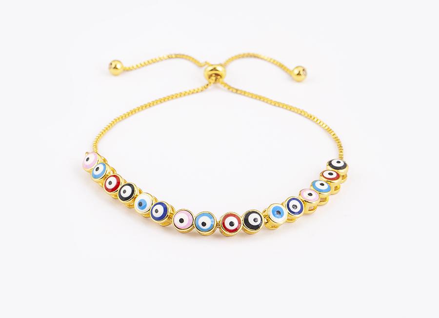 Nidin Luxury Men 4 Colors Evil Eye Beads Chain Bracelets Bangles Adjustable Party Wedding Elegant  Jewelry Gift For Female Male