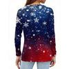 Women's Fashion Casual Slit Hem Round Neck Long Sleeve Loose Christmas Printed T-Shirt Ladies Top