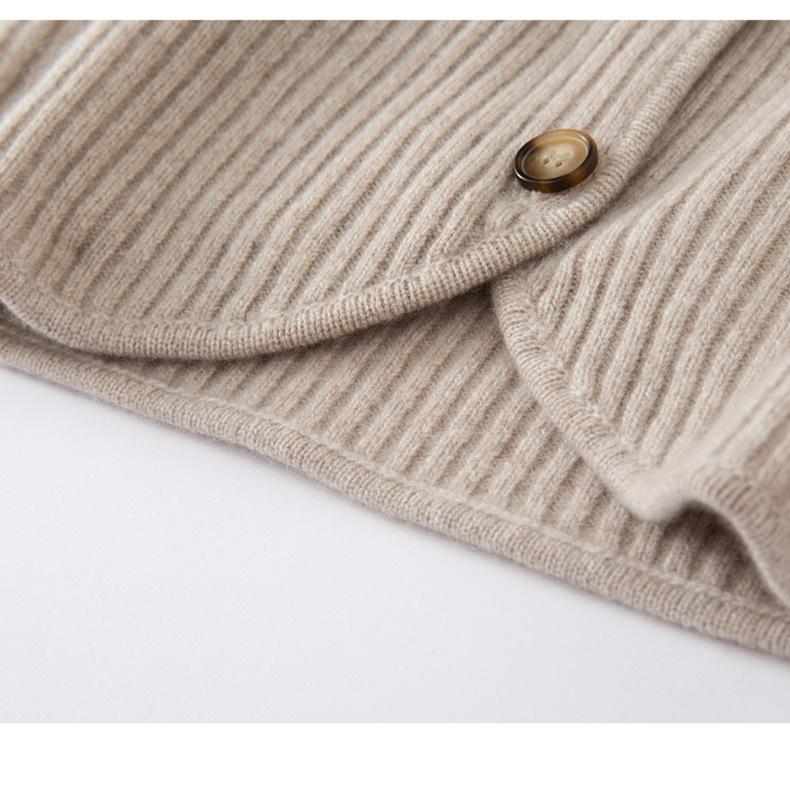 Women's Cashmere Lapel Cardigan - Soft, Versatile, Buttoned, Long Sleeve Jacket for Autumn/Winter