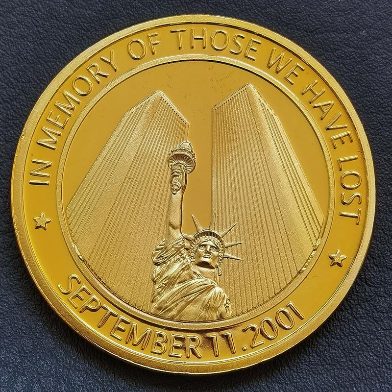 

911 World Trade Center, commemorative medal, metal gift, commendation anniversary, gift giving, gold, silver coins, badges, handicrafts золотий