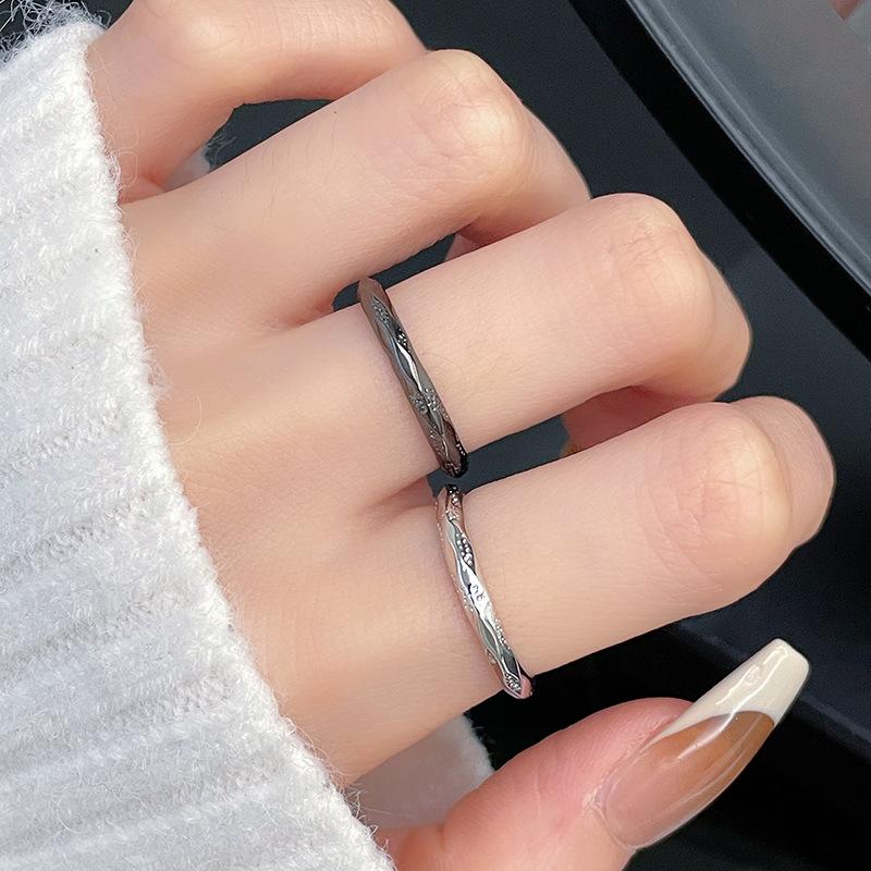 Niche Design Sense Irregular Pleated Plain Ring Open Bracelet Set Personalized Light Luxury High-End Bracelet
