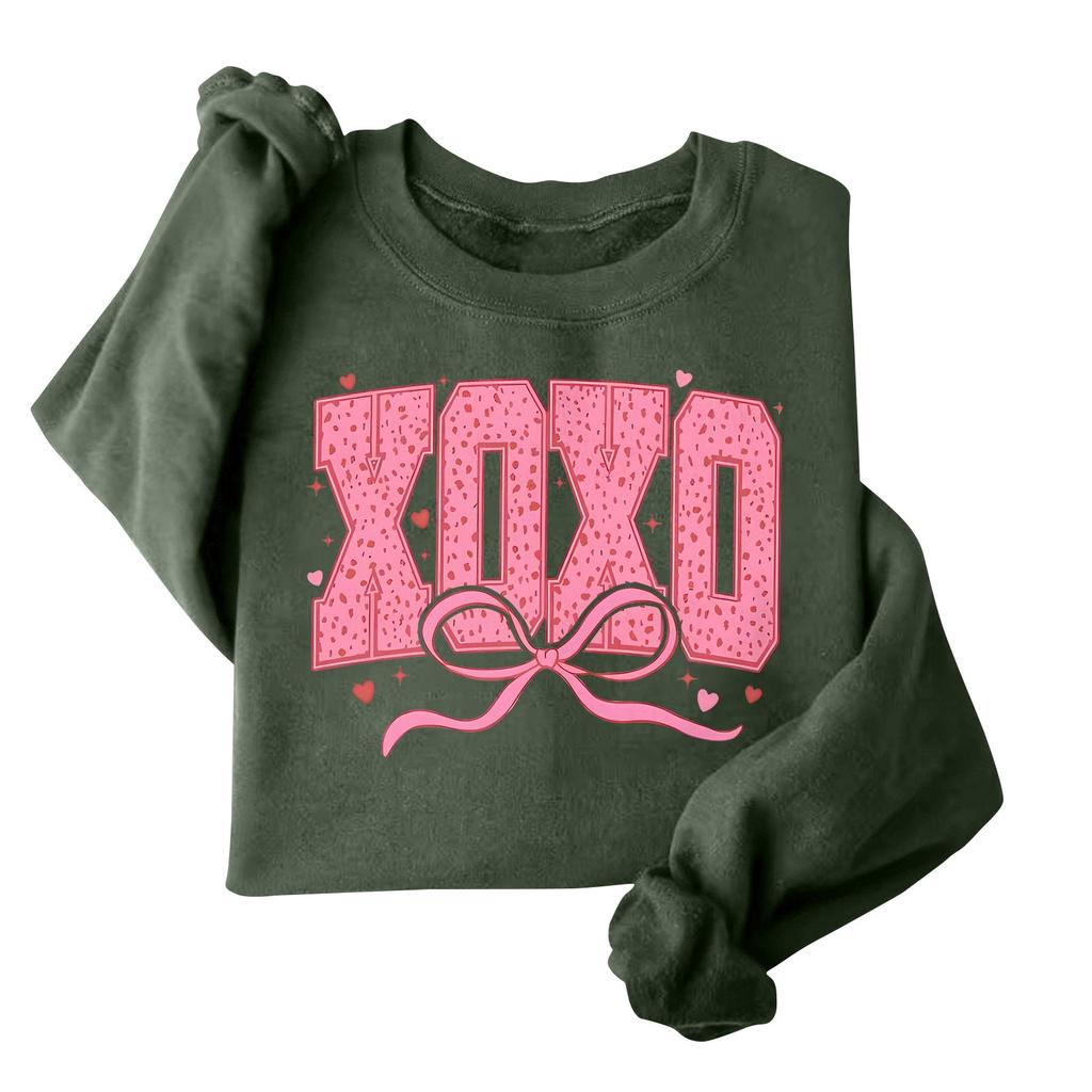 Damenmode Langarm Lockerer Valentinstag Bedrucktes Rundhals-Sweatshirt