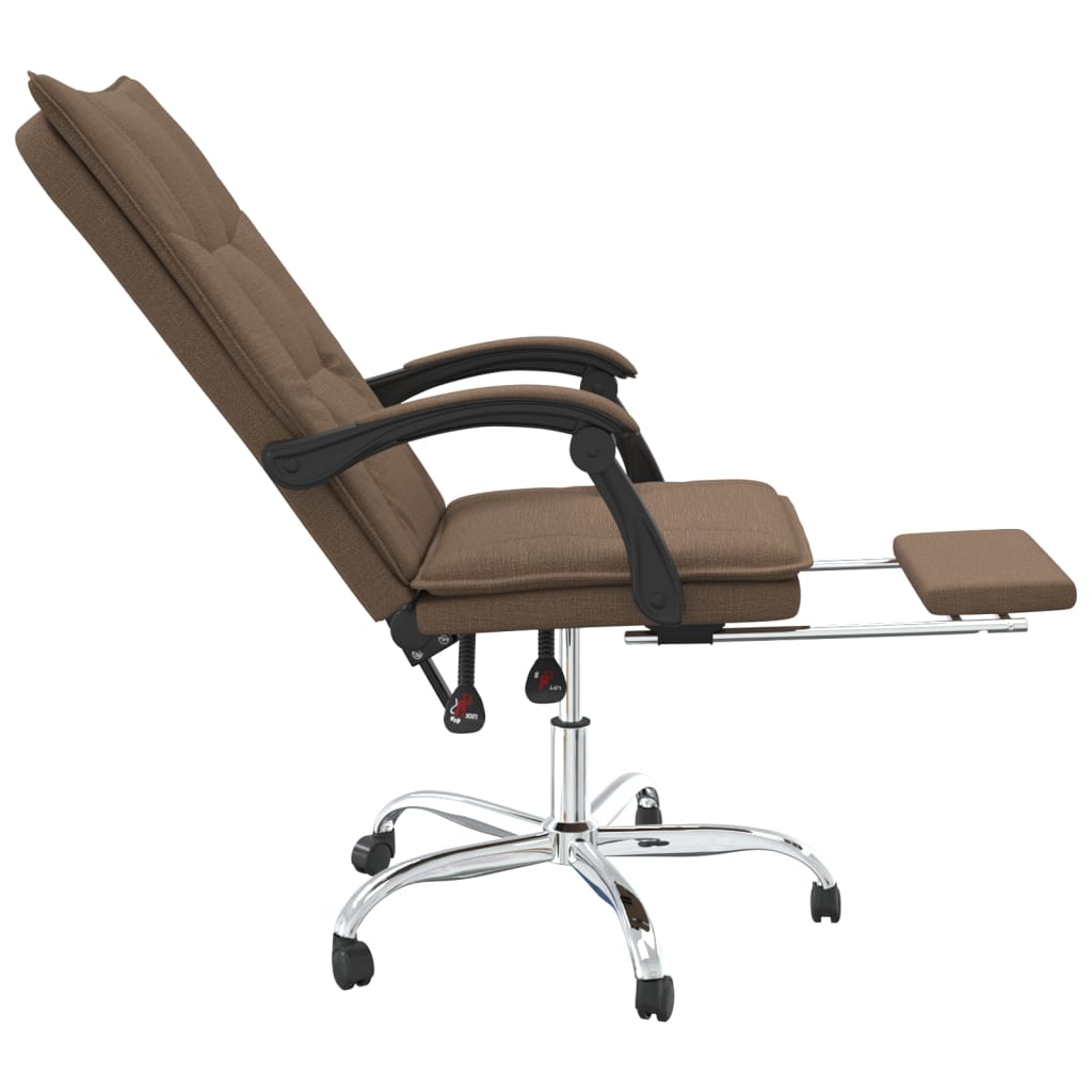 Office Chair with Reclining Function Brown Fabric