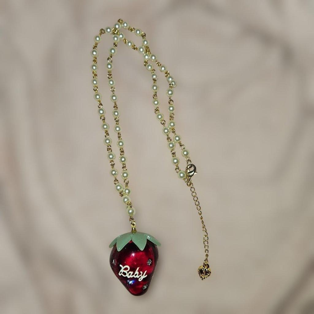 BABY Strawberry Necklace Strawberry Pearl