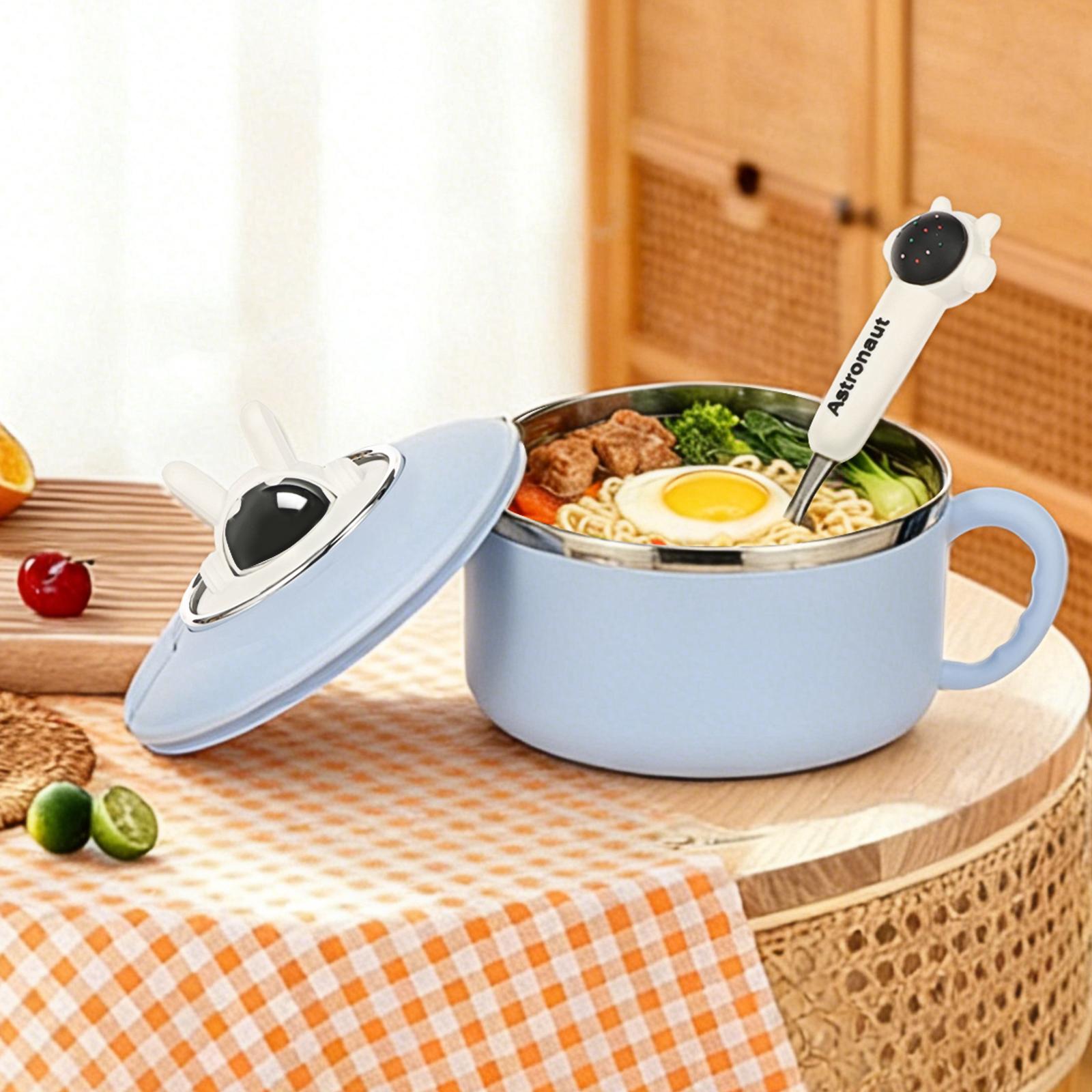 1200ml Rapid Ramen Bowl With Lid For Instant Noodles Sealed And Portable Drain Bowl Large Capacity Anti-Scald Lunch Box синий