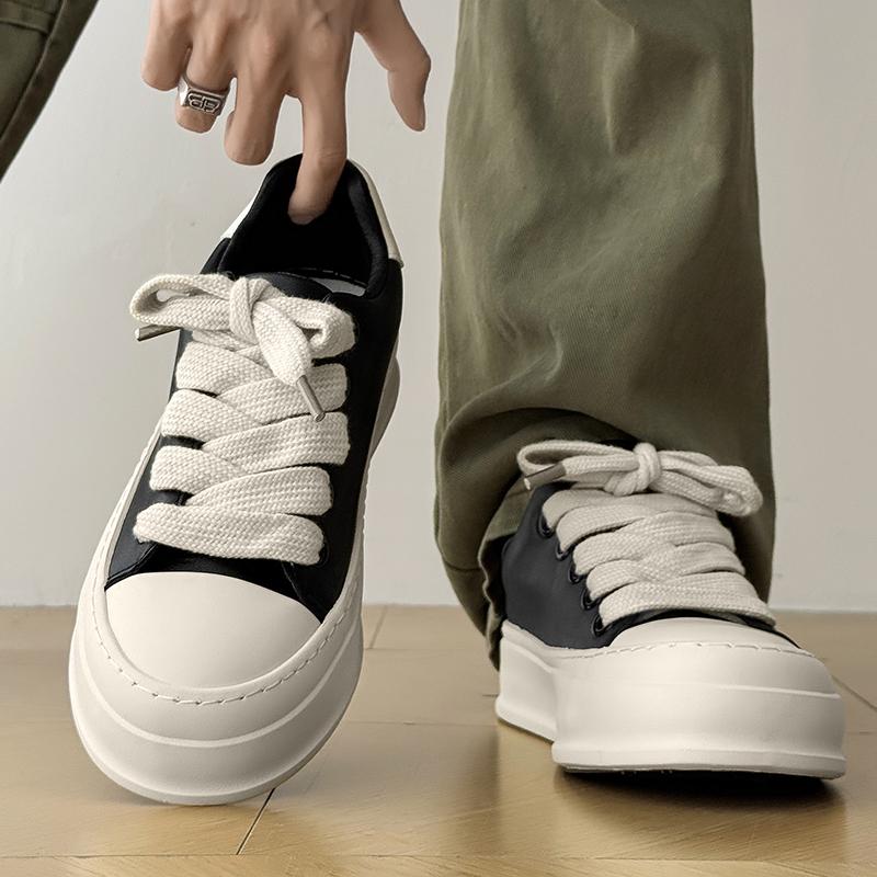 Fashion 2025 New Male Comfortable Sneakers Lace-Up All-match Flats Leather Fashion Skate Shoes Men Luxury Brand Men Casual Walking Shoes
